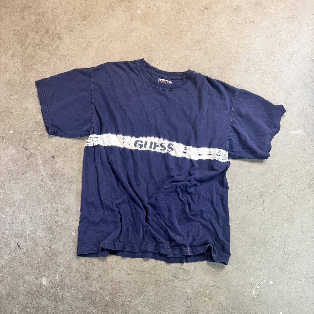 Guess Mens T Shirt L Red Camisa Short Sleeve Logo Cotton Relaxed Fit